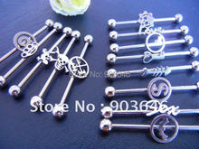 316L  Lot 50pcs Free Shippment  14g  Industrial Ear Barbells  body jewelry body piercing jewelry Mix Styles 2024 - buy cheap