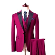 Los padrinos de boda más nuevos, esmoquin rosa para novio, trajes de solapa negra para hombre, chaqueta de Padrino para boda (chaqueta + Pantalones + chaleco + corbata) C488 2024 - compra barato
