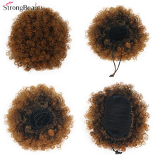 Strongbeauty Afro Bun Chignon Hair Ponytail Synthetic Kinky Curly Puff Clip in Drawstring Black Women 2024 - buy cheap