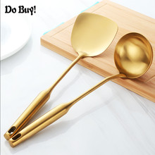 2 Pcs/Set Soup Spoon Skimmer Thicken Stainless Steel Kitchenware Cooking Tool Gold Scoop Soup Ladle Colander Kitchen Utensil 2024 - buy cheap