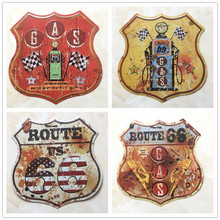 Route 66 Shield Shape Vintage Metal Signs Signboard For Gas Station Garage Retro Plaque Decorative Painting Plate 30.5*30CM D001 2024 - купить недорого