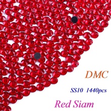 SS10 Красный Siam DMC исправления горный хрусталь Стекло кристаллы Камни Hot Fix на Flatback Стразы с клеем 2024 - купить недорого