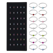 40pcs/pack Fashion Crystal Rhinestone Fake Nose Ring Hoop Nose Stud Rings Stainless Steel Body Piercing Jewelry For Women 2024 - buy cheap