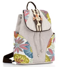 Mochila feminina vintage com flores, mochila de viagem artesanal estilo chinês, bolsa escolar de lona 2024 - compre barato