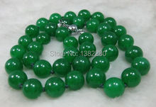 Fashion DIY Jewelry 12mm Green Chalcedony Stone Beads Necklace Chain Women Girl Parts Accessories Design Make Wholesale 24" 2024 - buy cheap