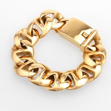 Arabic Gold Jewelry  Gold Filled Bracelet Mens Chain Bracelets & Bangles Wide Curb Chain Link Bracelet 2024 - buy cheap