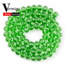 Contas de vidro de cristal austríaco facetado verde rondelle para bordado joias femininas acessórios de pulseira 4mm-12mm seleção de tamanho 15" 2024 - compre barato