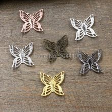 15*17mm Vintage Filigree Butterfly Charms Bu Yao Hairsticks Connectors Wraps Links Blank DIY Findings Multi-color Plated Brass 2024 - buy cheap