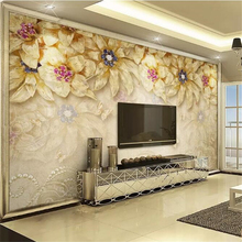 wellyu  wall papers home decor Custom wallpaper Luxury European 3d Jewelry Floral Golden TV Background Wall papel tapiz 2024 - buy cheap