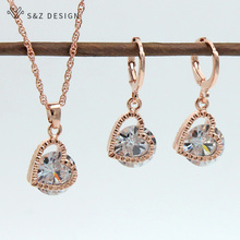S&Z 2019 New Trendy 585 Rose Gold 5 Color Heart Shape Cubic Zirconia Jewelry Set For Woman Girl's Wedding Party Fashion Gift 2024 - buy cheap