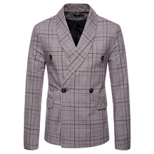 Jaqueta blazer masculina, casaco xadrez com botões para homem primavera e outono 2021 2024 - compre barato
