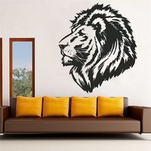 Pegatina de cabeza de Animal León para pared, Mural artístico, decoración del hogar, papel pintado de vinilo negro, D259 2024 - compra barato