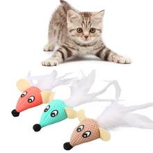 Cat Plush Animal Toy Funny Mouse Shape Tease Cat Toy With Feather Kitten Chew Toy Training Supplies 5 Colors 2024 - buy cheap