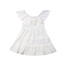 1-6Years Summer Toddler Baby Girl Clothes OffShoulder Ruffle Lace Party Dress Sundress
