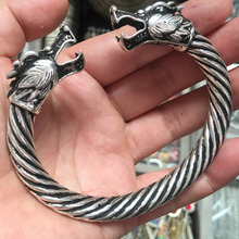 Características nacionais artesanal miao prata cabeça de dragão pulseira estilo elegante frete grátis 2024 - compre barato