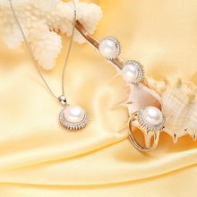 HENGSHENG Natural Pearl Women Jewelry Sets Pendant Necklace & Stud Earrings & Rings AAA ZC Sun Jewelry Gift 2024 - buy cheap