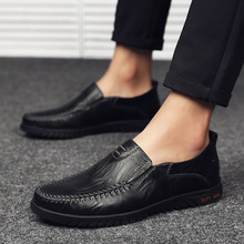 Genuine Leather Men Casual Shoes Fashion Flats Loafers Leather Shoes Driving Moccasins Slip On Loafers Men Flat Shoes Size 38~47 2024 - buy cheap