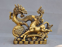 Свадебные украшения китайский латунный по феншуй Дракон лошадь богатство ruyi деньги монета счастливая статуя 2024 - купить недорого