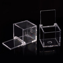 Caja de almacenamiento de joyería transparente, de cristal cuadrada minicaja de alta calidad, 24 unids/lote 2024 - compra barato