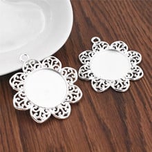 NEW 4pcs 25mm Inner Size Bright Silver Plated Flower Style Cameo Cabochon Base Setting Charms New Fashion Pendant 2024 - buy cheap