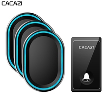 CACAZI не требуется батарея беспроводной дверной звонок с автономным питанием 1 Кнопка 3 приемника US EU UK штепсельная Вилка Водонепроницаемый умный дом звонок 2024 - купить недорого