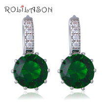 Appealing Green Crystal Fashion Jewelry silver color Cubic Zircon Clip Earrings for Women JEs1024 2024 - buy cheap