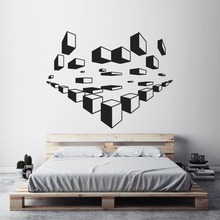 Geometric Cube Wall Sticker Creative Office Home Wall Vinyl Decal Geometry Artist Wall Poster 3D Imagine Design Wall Mural AC075 2024 - buy cheap