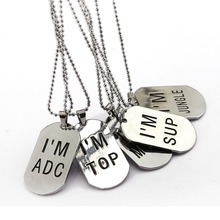 10pcs/lot Game League of LOL Necklace Legend Dog Tag Stainless Steel Metal Bead Chain Pendant Men Women Necklaces Jewelry 2024 - buy cheap