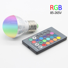 RGB LED Bulb E27 E14 3W Lampada De LED Lamp Light Bulb Spotlight Bulbs 16 Color Change Dimmable +24Keys Remote Controller 2024 - buy cheap
