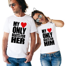 My Heart Only Beats for Him & Her Couple T Shirts Summer Matching Couple Clothes Men and Women Valentine's Tops Tees for Lovers 2024 - buy cheap