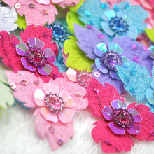 20pcs Felt Padded Flowers w/Left Rhinestone Appliques Craft Sewing A314 2024 - buy cheap