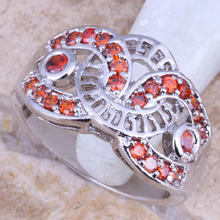 Impresionante anillo de mujer Chapado en plata roja granate tamaño 6 / 7 / 8 / 9 R1305 2024 - compra barato
