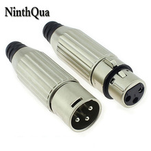 NinthQua 2pcs XLR 3 Pin Mic Microphone Audio Connector Male Female Plug Jack Black karaoke Speaker Connectors 2024 - buy cheap