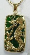 FREE shipping> >>>>Beautiful GP green stone dragon pendent Necklace 2024 - buy cheap