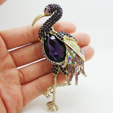 Vintage Purple Flamingos Bird Brooch Pendant Rhinestone Crystal Woman Jewelry 2024 - buy cheap