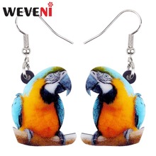 WEVENI Acrylic Blue-and-Yellow Macaw Parrot Bird Earrings Big Long Dangle Drop Novelty Tropic Animal Jewelry For Women Girl Gift 2024 - buy cheap