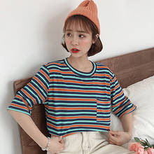 2019 new summer Women Stripe printing T Shirt Casual loose thin T-shirts Short Sleeve Ulzzang Harajuku Tops tshirt Poleras Mujer 2024 - buy cheap