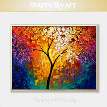 Cuchillo con textura Árbol Abstracto para pintar a mano, pintura al óleo de pinturas gruesas coloridas 2024 - compra barato