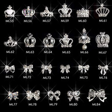 10pcs Nail art Bowknot rhinestone alloy Shiny Transparent crystal Crown nail jewelry DIY decoration accessories 2024 - buy cheap