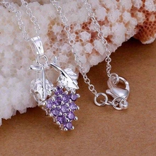 P206 Free Shipping silver plated Necklace, 925 fashion silver jewelry Zircon grapes /CEWDISGE CEWDISGE 2024 - buy cheap
