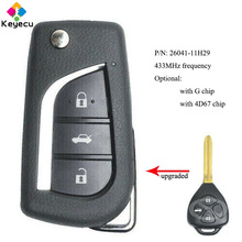 KEYECU-llave de coche con Control remoto, accesorio actualizado con 3 botones, 433MHz y 4D67/ G Chip - FOB para Toyota Corolla p/n: 26041-11H29 2024 - compra barato