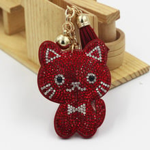 New Design Crystal Cat Keychain Full Rhinestone Key Ring Key Holders For Women Bag Accessories Cute Animal Car Key Chain 2024 - buy cheap