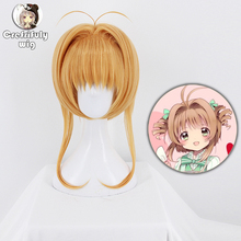 Captor de cartas kinomoto sakura peruca cosplay, loiro marrom, de cabelo sintético para mulheres, de alta qualidade 2024 - compre barato