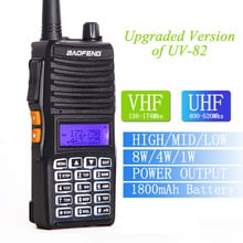 Baofeng UV-82(II) True 8W Power ful Tri-Power 8W/4W/1W Daul PTT Dual Band 136-174/400-520MHz 10km Walkie Talkie Upgrade Of UV-82 2024 - купить недорого