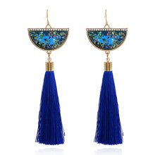 Handmade 6 Colors Long Tassel Earrings Bohemian Black Red Rose White Blue Silk Crystal Dangle Drop Earrings For Women Jewelry 2024 - buy cheap