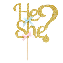 1Pcs He or She Words Cake Topper Gender Disclosure Baby Shower Party Cake Cupcake Decor Toppers Birthday Decorations 2024 - buy cheap