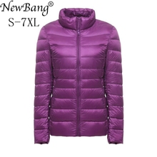 Newbang jaqueta feminina ultraleve de penas, casaco sobretudo e de penas para mulheres, 5xg, 6xg, 7xg 2024 - compre barato