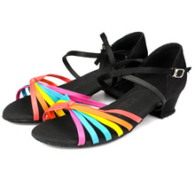 Детские туфли для латиноамериканских танцев, разноцветные туфли с мягкой подошвой для бальных танцев, для вечерние, Танго, латинских танцев, обувь для девочек, C64 2024 - купить недорого