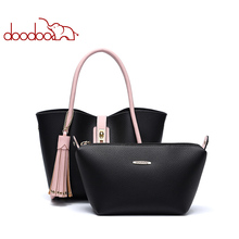 DOODOO Women Handbag Tote Bucket Bag Female Shoulder Crossbody Bags Ladies Pu Leather Tassel Color matching 2019 Top-handle Bag 2024 - buy cheap