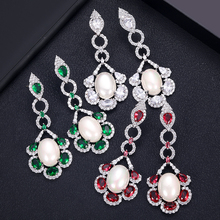 janeklly trendy flower  drop dangle Earrings For Women Accessories Full Cubic Zirconia Earrings Jewelry pendientes mujer moda 2024 - buy cheap